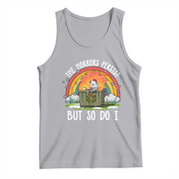 Funny Christmas Opossum Tank Top The Horrors Persist But So Do I Dumpster Fire Rainbow - Wonder Print Shop