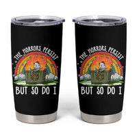Funny Christmas Opossum Tumbler Cup The Horrors Persist But So Do I Dumpster Fire Rainbow - Wonder Print Shop