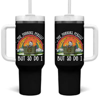 Funny Christmas Opossum Tumbler With Handle The Horrors Persist But So Do I Dumpster Fire Rainbow - Wonder Print Shop