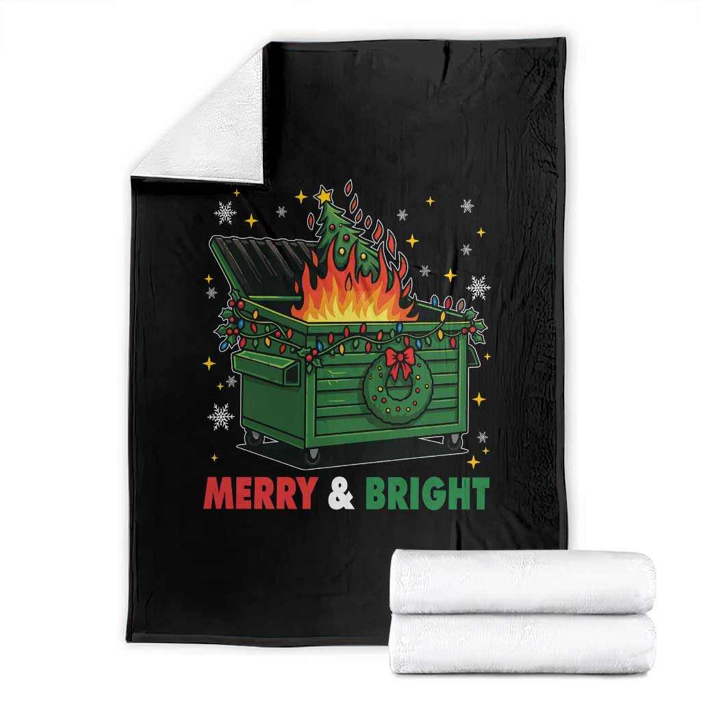 Funny Lil Dumpster Fire Christmas Throw Blanket Merry And Bright Xmas Tree - Wonder Print Shop