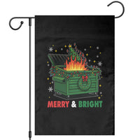 Funny Lil Dumpster Fire Christmas Garden Flag Merry And Bright Xmas Tree - Wonder Print Shop