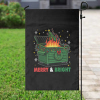 Funny Lil Dumpster Fire Christmas Garden Flag Merry And Bright Xmas Tree - Wonder Print Shop