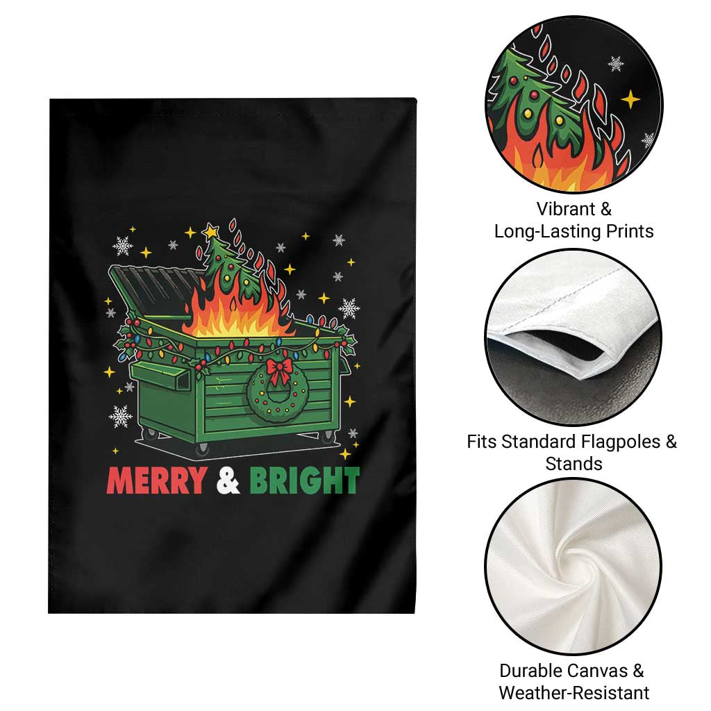Funny Lil Dumpster Fire Christmas Garden Flag Merry And Bright Xmas Tree - Wonder Print Shop