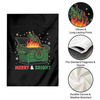 Funny Lil Dumpster Fire Christmas Garden Flag Merry And Bright Xmas Tree - Wonder Print Shop