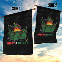 Funny Lil Dumpster Fire Christmas Garden Flag Merry And Bright Xmas Tree - Wonder Print Shop