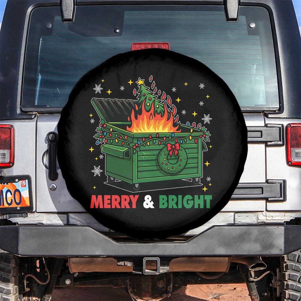 Funny Lil Dumpster Fire Christmas Spare Tire Cover Merry And Bright Xmas Tree - Wonder Print Shop