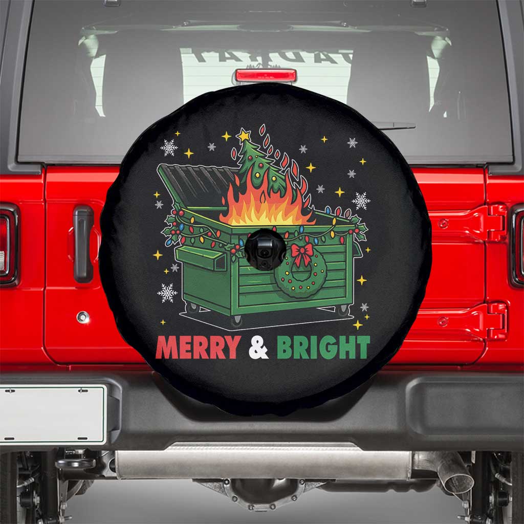 Funny Lil Dumpster Fire Christmas Spare Tire Cover Merry And Bright Xmas Tree - Wonder Print Shop
