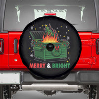 Funny Lil Dumpster Fire Christmas Spare Tire Cover Merry And Bright Xmas Tree - Wonder Print Shop