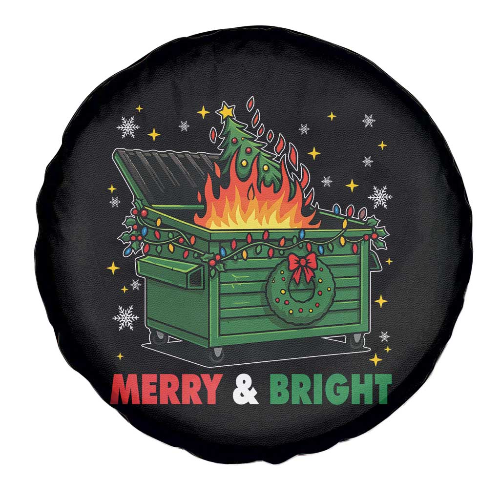 Funny Lil Dumpster Fire Christmas Spare Tire Cover Merry And Bright Xmas Tree - Wonder Print Shop