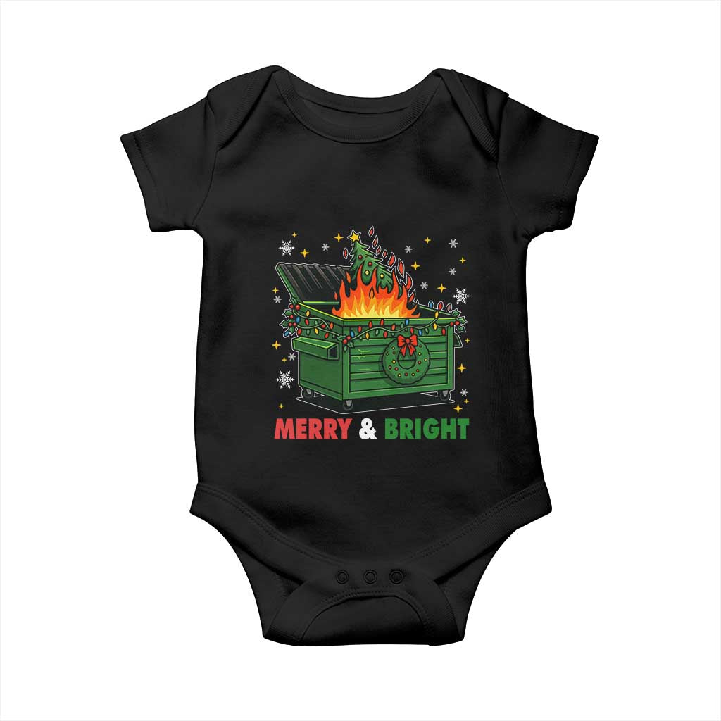 Funny Lil Dumpster Fire Christmas Baby Onesie Merry And Bright Xmas Tree - Wonder Print Shop