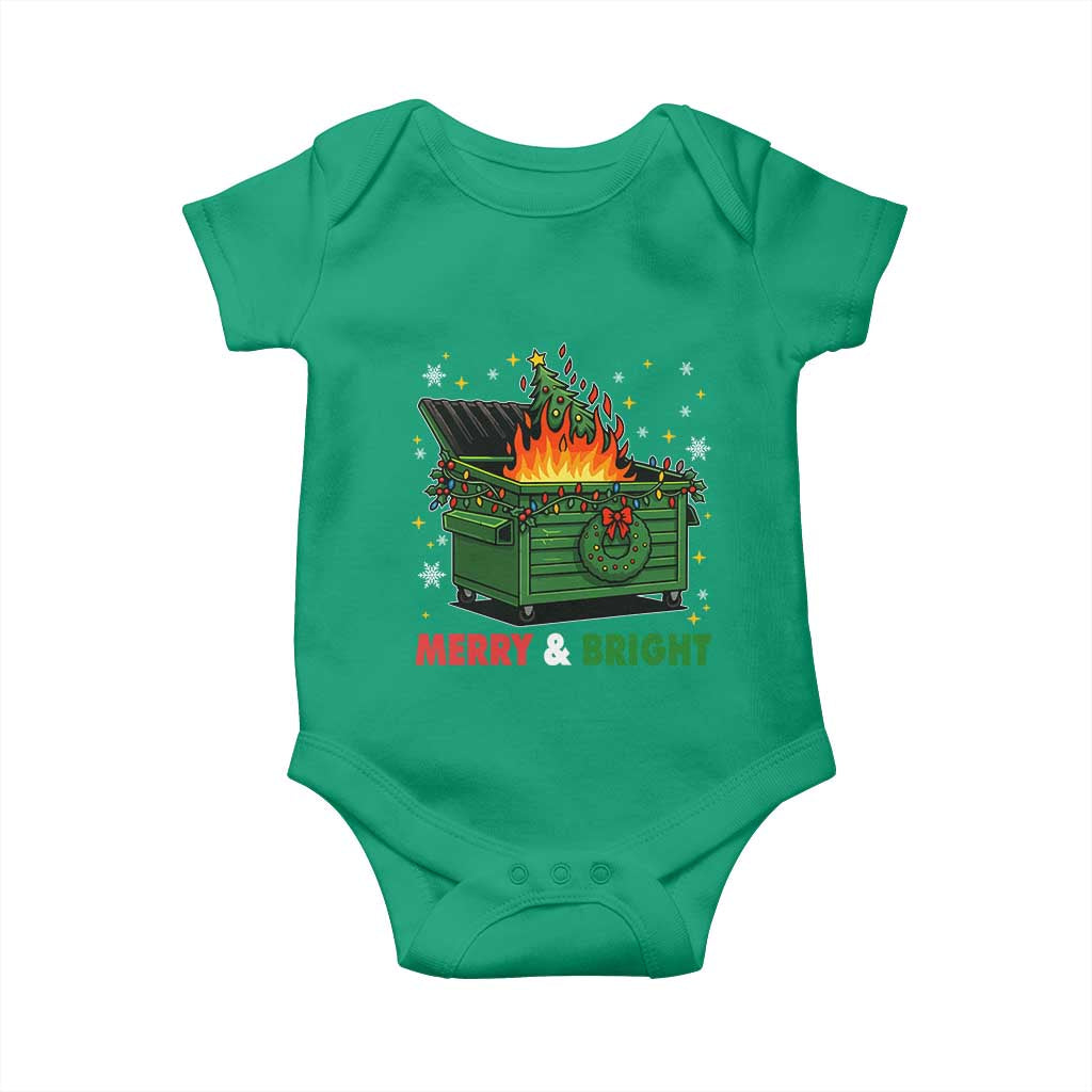 Funny Lil Dumpster Fire Christmas Baby Onesie Merry And Bright Xmas Tree - Wonder Print Shop