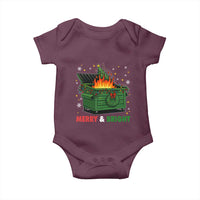 Funny Lil Dumpster Fire Christmas Baby Onesie Merry And Bright Xmas Tree - Wonder Print Shop