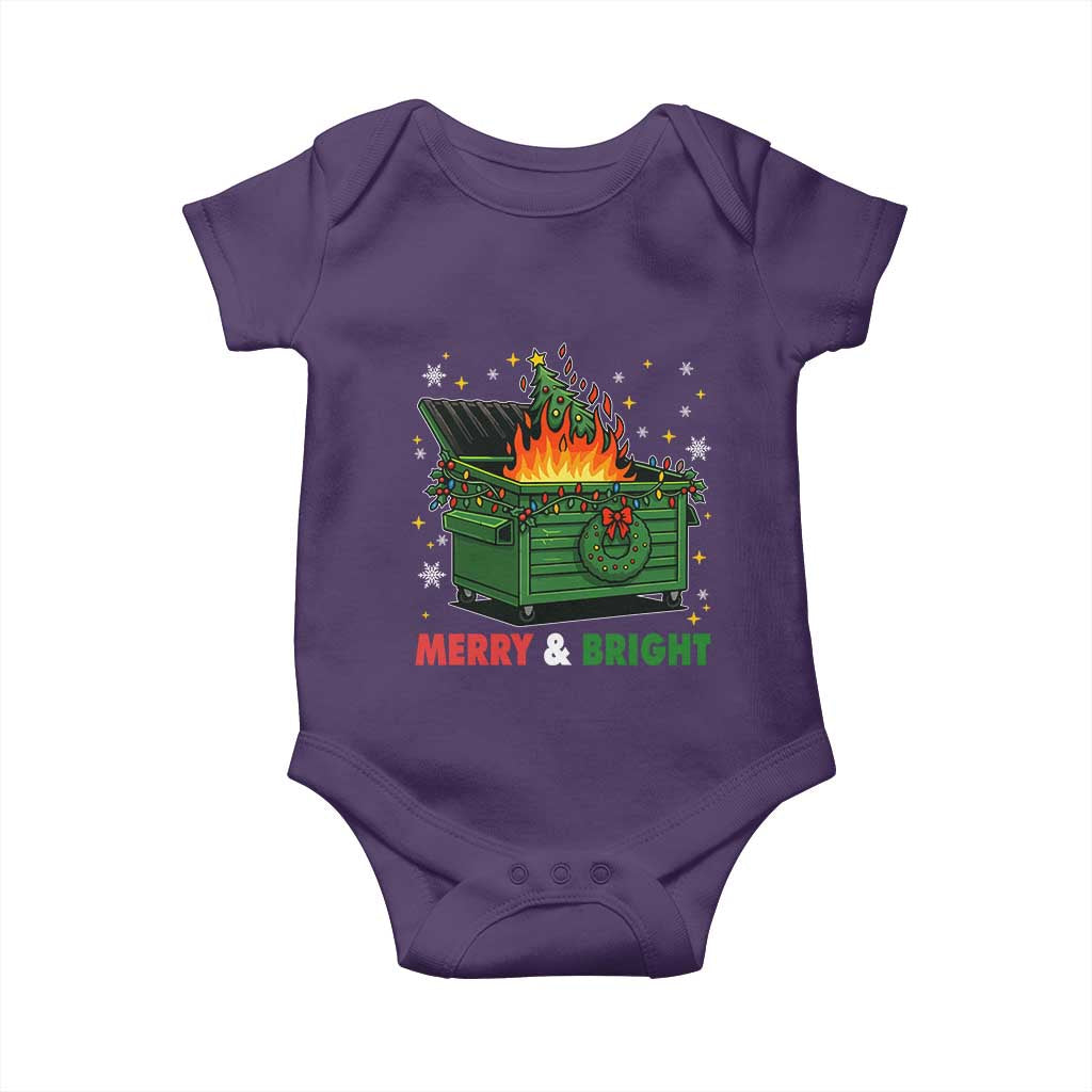 Funny Lil Dumpster Fire Christmas Baby Onesie Merry And Bright Xmas Tree - Wonder Print Shop