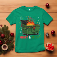 Funny Lil Dumpster Fire Christmas T Shirt Merry And Bright Xmas Tree - Wonder Print Shop