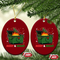 Funny Lil Dumpster Fire Christmas Ceramic Ornament Merry And Bright Xmas Tree - Wonder Print Shop