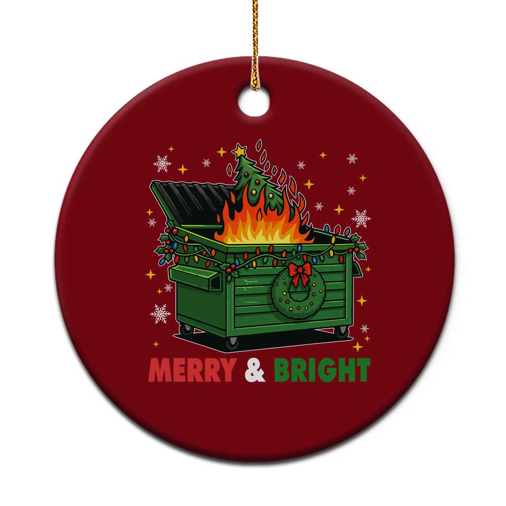 Funny Lil Dumpster Fire Christmas Ceramic Ornament Merry And Bright Xmas Tree - Wonder Print Shop