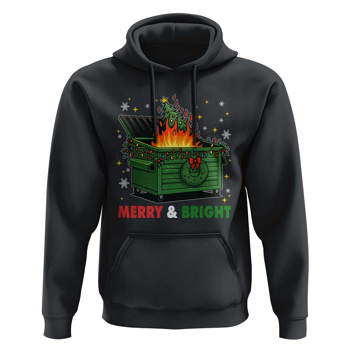 Funny Lil Dumpster Fire Christmas Hoodie Merry And Bright Xmas Tree - Wonder Print Shop