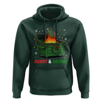 Funny Lil Dumpster Fire Christmas Hoodie Merry And Bright Xmas Tree - Wonder Print Shop