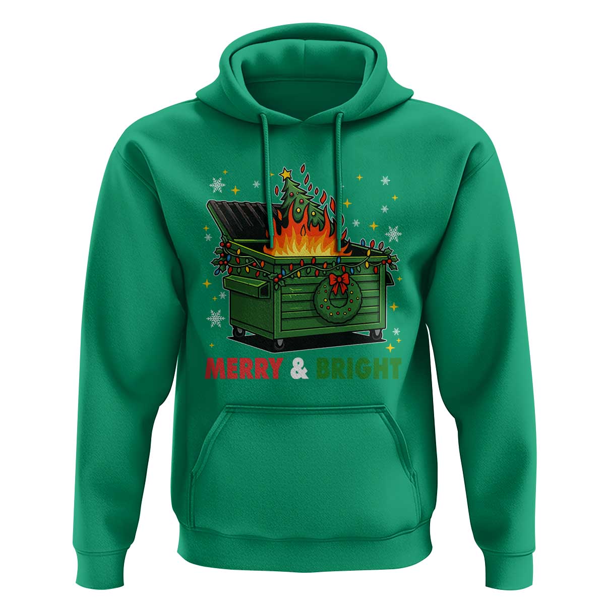 Funny Lil Dumpster Fire Christmas Hoodie Merry And Bright Xmas Tree - Wonder Print Shop