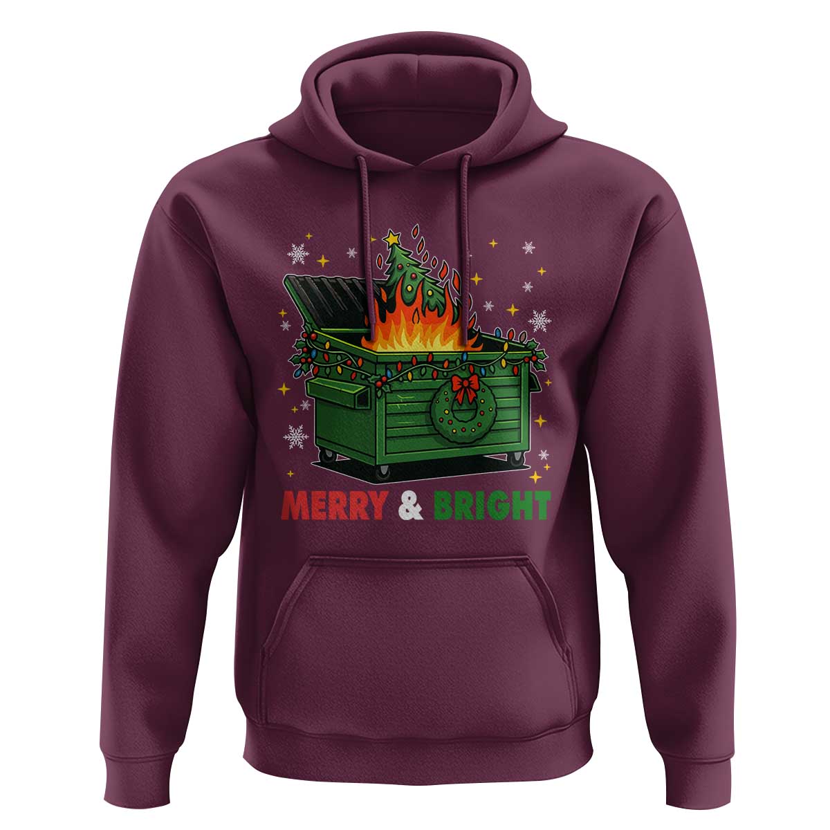 Funny Lil Dumpster Fire Christmas Hoodie Merry And Bright Xmas Tree - Wonder Print Shop