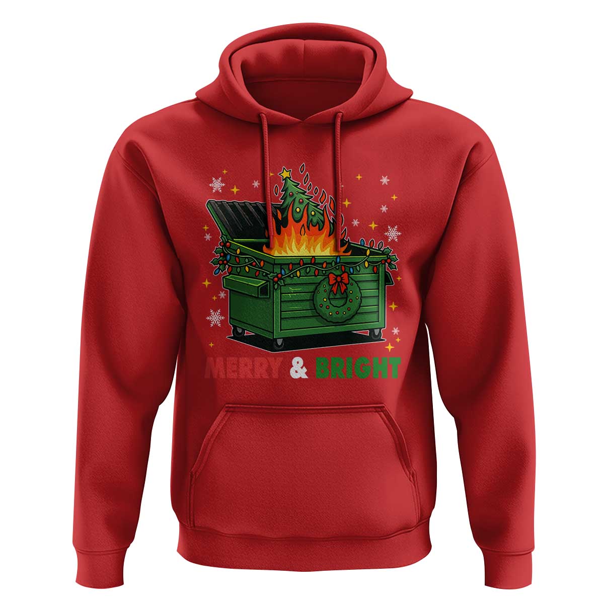 Funny Lil Dumpster Fire Christmas Hoodie Merry And Bright Xmas Tree - Wonder Print Shop