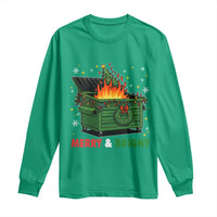 Funny Lil Dumpster Fire Christmas Long Sleeve Shirt Merry And Bright Xmas Tree - Wonder Print Shop