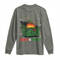Funny Lil Dumpster Fire Christmas Long Sleeve Shirt Merry And Bright Xmas Tree - Wonder Print Shop