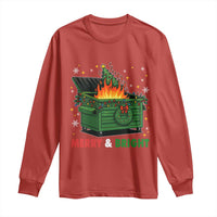 Funny Lil Dumpster Fire Christmas Long Sleeve Shirt Merry And Bright Xmas Tree - Wonder Print Shop