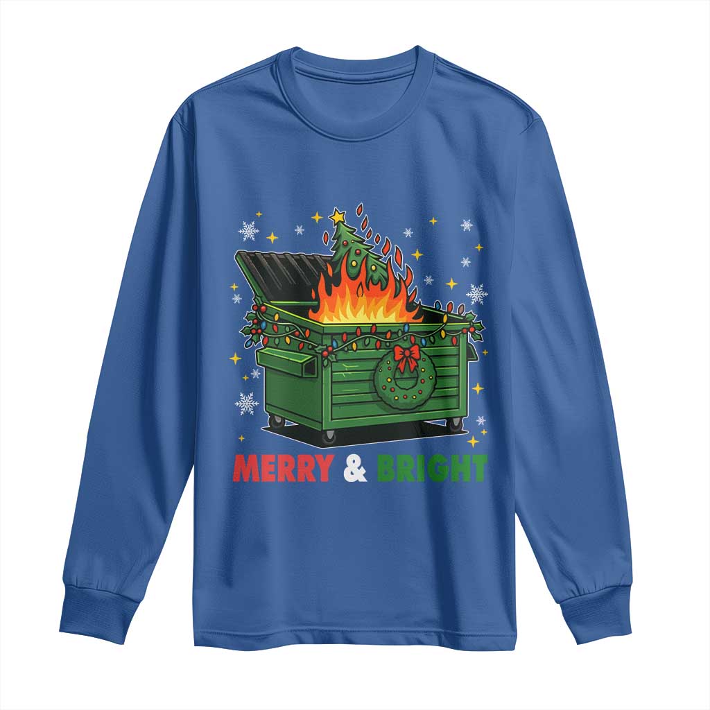 Funny Lil Dumpster Fire Christmas Long Sleeve Shirt Merry And Bright Xmas Tree - Wonder Print Shop
