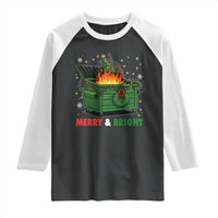 Funny Lil Dumpster Fire Christmas Raglan Shirt Merry And Bright Xmas Tree - Wonder Print Shop