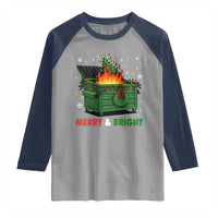 Funny Lil Dumpster Fire Christmas Raglan Shirt Merry And Bright Xmas Tree - Wonder Print Shop