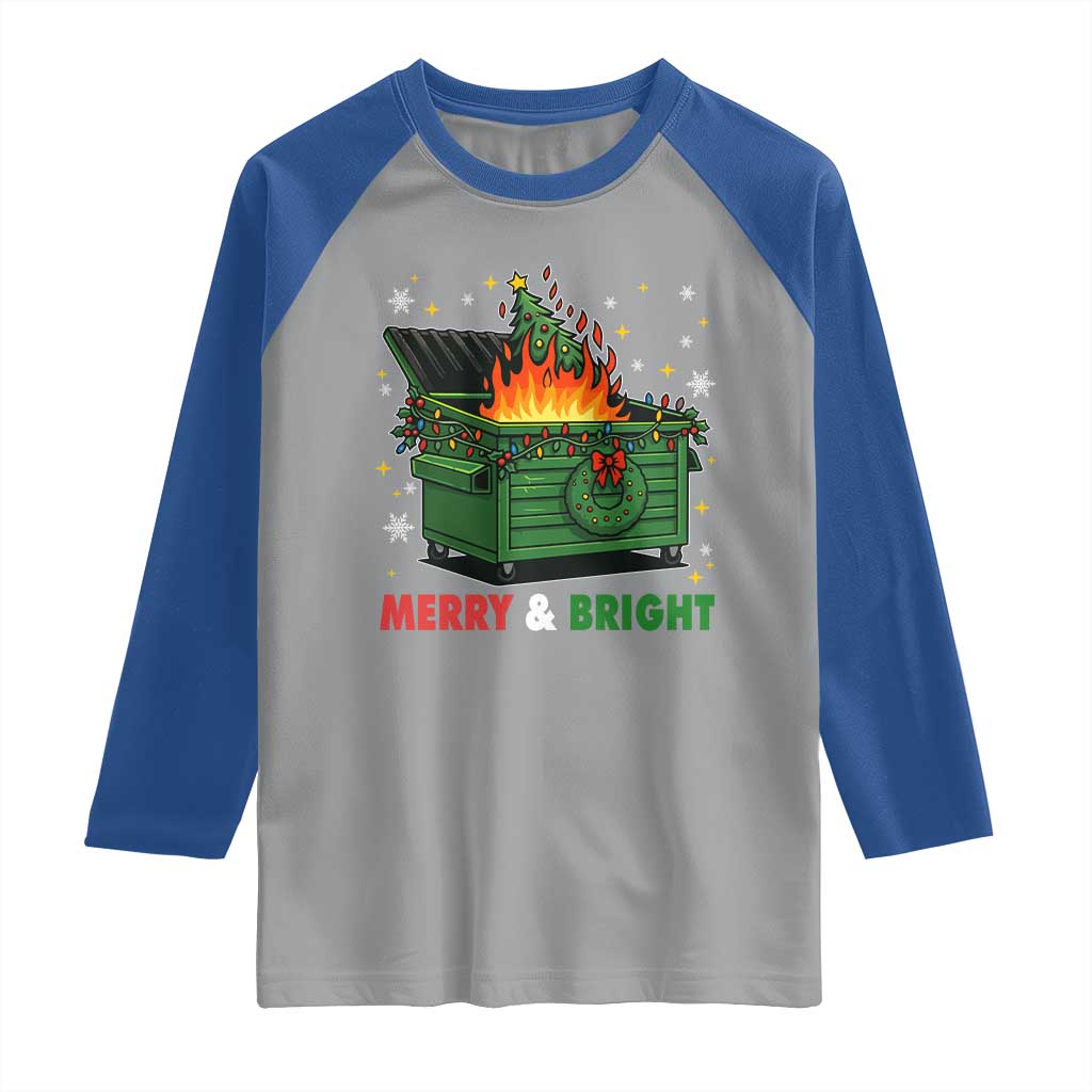 Funny Lil Dumpster Fire Christmas Raglan Shirt Merry And Bright Xmas Tree - Wonder Print Shop