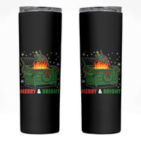 Funny Lil Dumpster Fire Christmas Skinny Tumbler Merry And Bright Xmas Tree - Wonder Print Shop