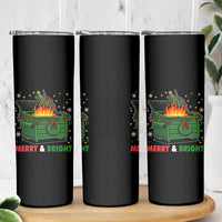 Funny Lil Dumpster Fire Christmas Skinny Tumbler Merry And Bright Xmas Tree - Wonder Print Shop