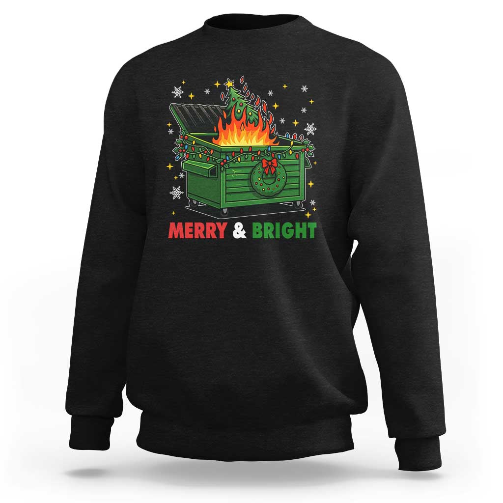 Funny Lil Dumpster Fire Christmas Sweatshirt Merry And Bright Xmas Tree - Wonder Print Shop