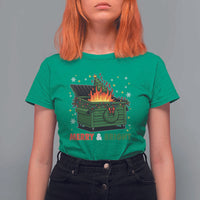 Funny Lil Dumpster Fire Christmas T Shirt For Women Merry And Bright Xmas Tree - Wonder Print Shop