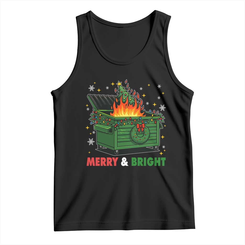 Funny Lil Dumpster Fire Christmas Tank Top Merry And Bright Xmas Tree - Wonder Print Shop