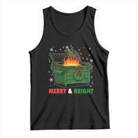 Funny Lil Dumpster Fire Christmas Tank Top Merry And Bright Xmas Tree - Wonder Print Shop
