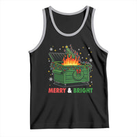 Funny Lil Dumpster Fire Christmas Tank Top Merry And Bright Xmas Tree - Wonder Print Shop
