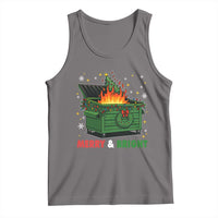 Funny Lil Dumpster Fire Christmas Tank Top Merry And Bright Xmas Tree - Wonder Print Shop