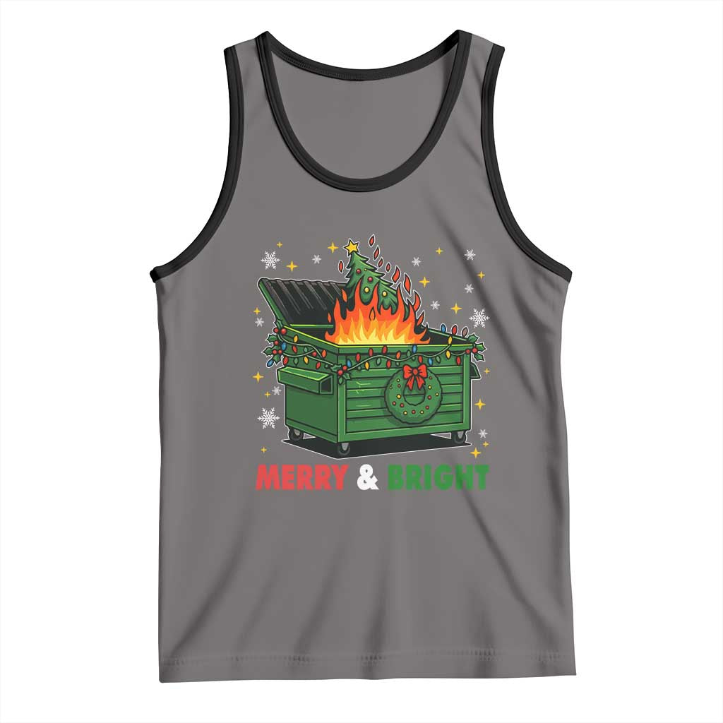 Funny Lil Dumpster Fire Christmas Tank Top Merry And Bright Xmas Tree - Wonder Print Shop