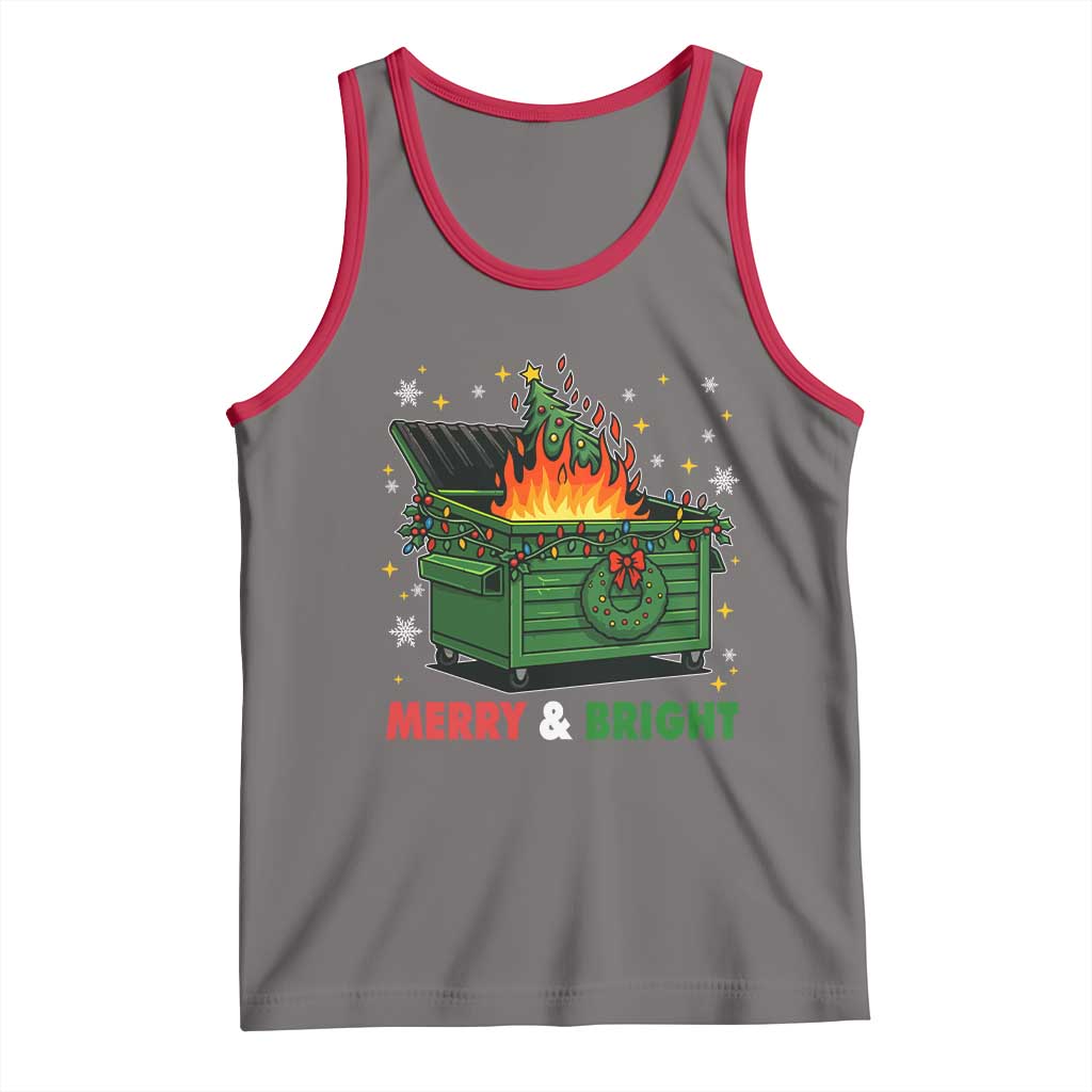 Funny Lil Dumpster Fire Christmas Tank Top Merry And Bright Xmas Tree - Wonder Print Shop