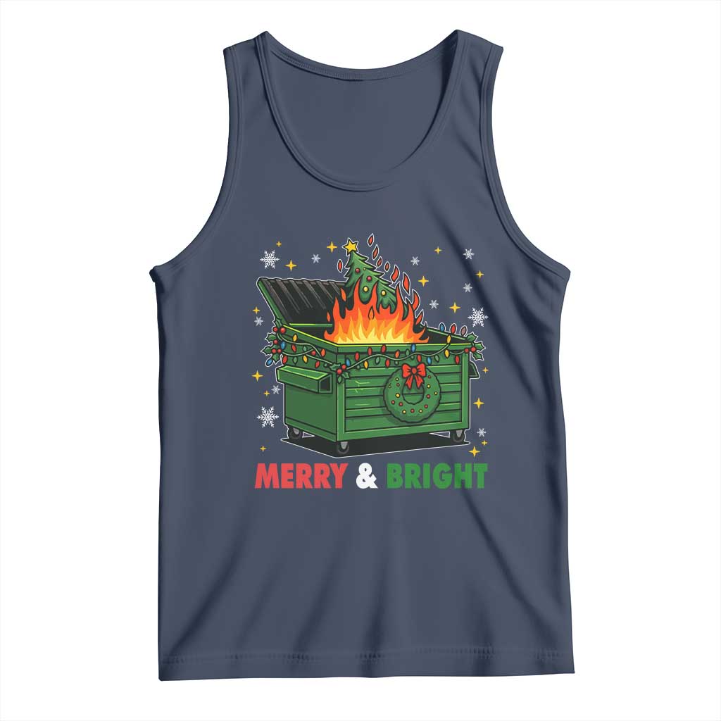 Funny Lil Dumpster Fire Christmas Tank Top Merry And Bright Xmas Tree - Wonder Print Shop