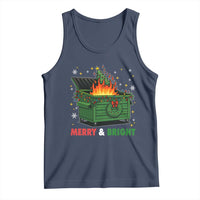Funny Lil Dumpster Fire Christmas Tank Top Merry And Bright Xmas Tree - Wonder Print Shop