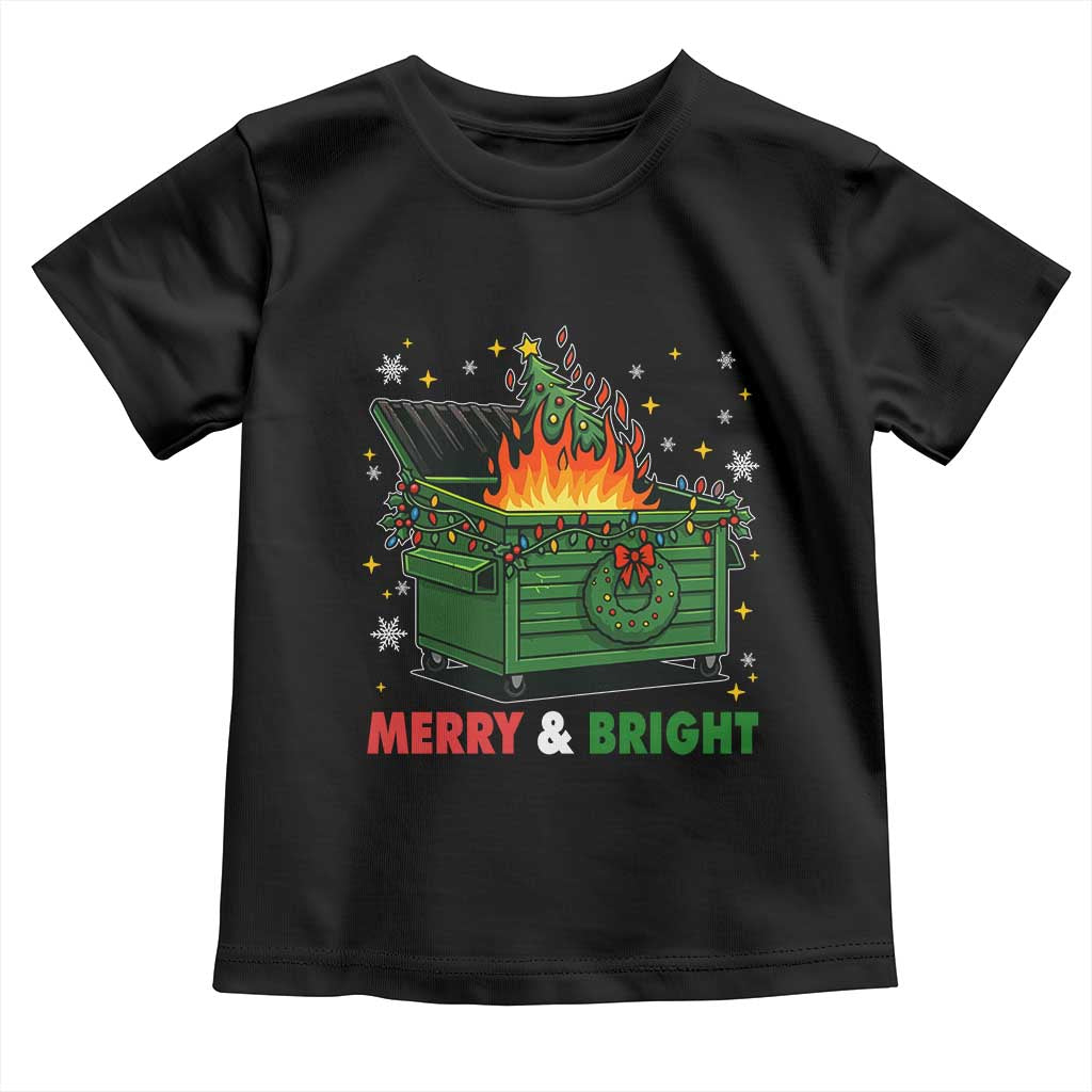 Funny Lil Dumpster Fire Christmas Toddler T Shirt Merry And Bright Xmas Tree - Wonder Print Shop
