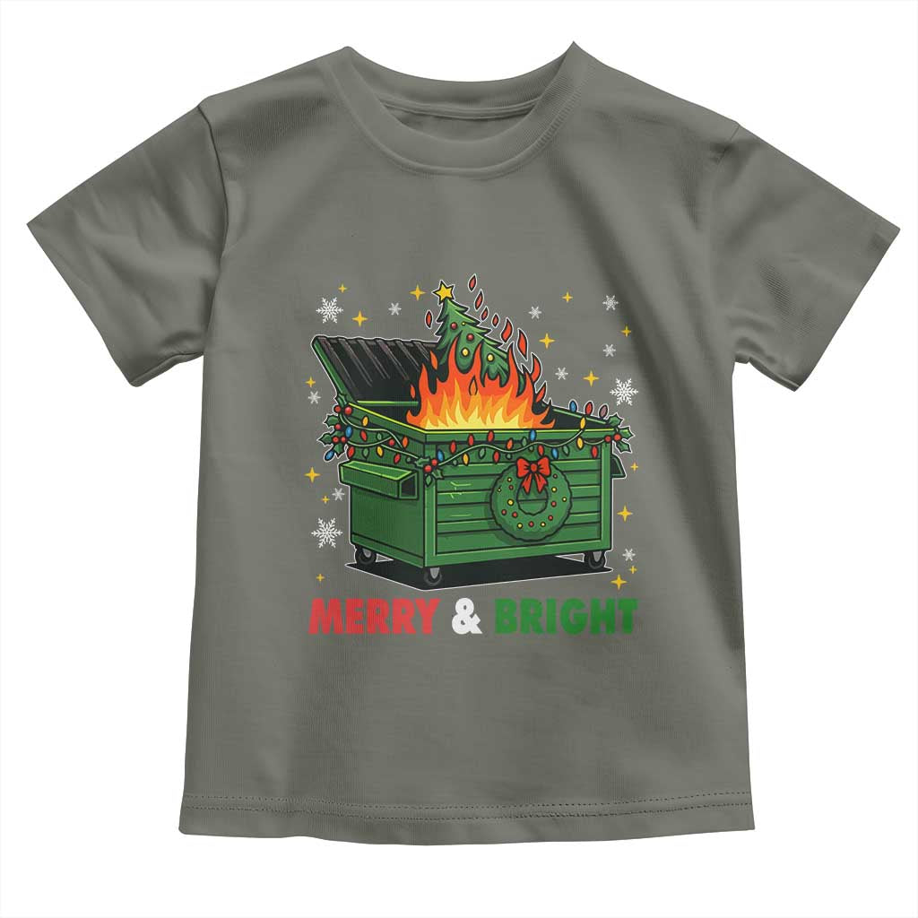 Funny Lil Dumpster Fire Christmas Toddler T Shirt Merry And Bright Xmas Tree - Wonder Print Shop