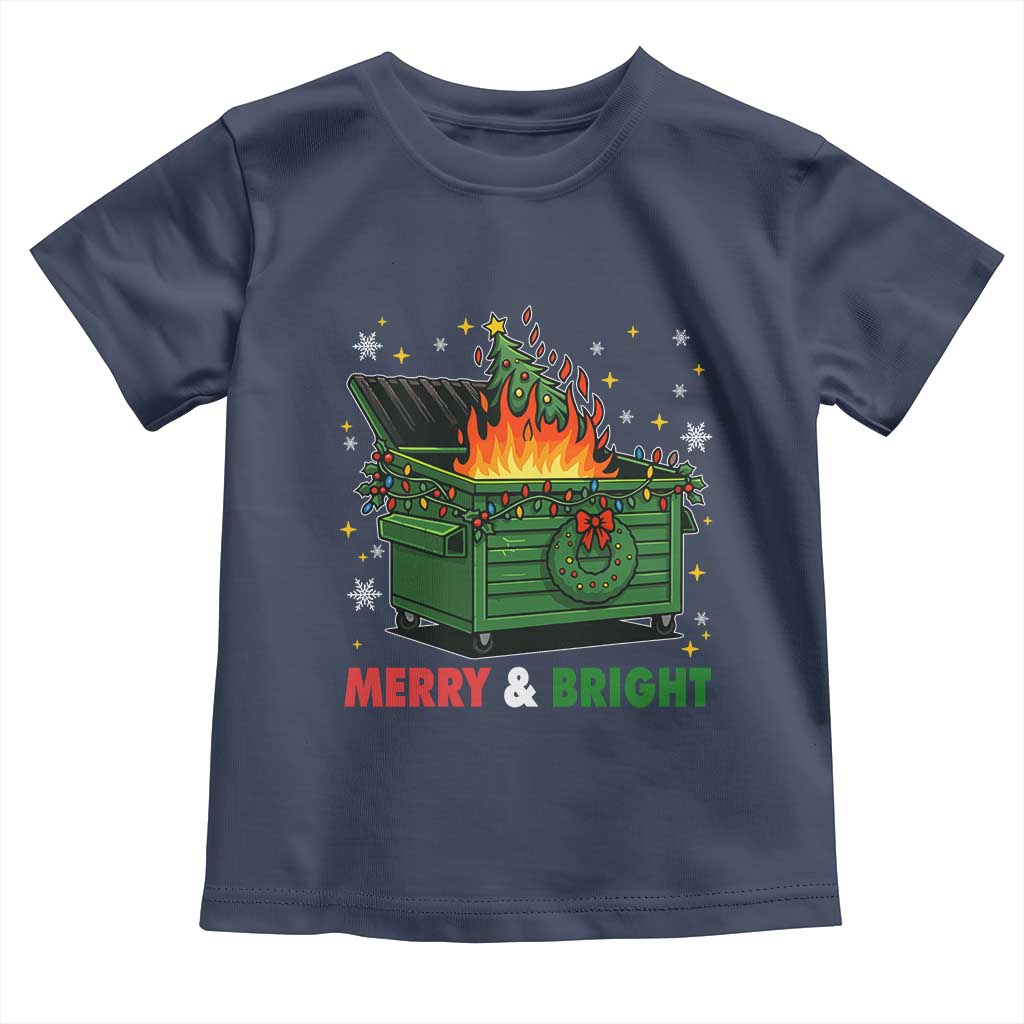 Funny Lil Dumpster Fire Christmas Toddler T Shirt Merry And Bright Xmas Tree - Wonder Print Shop
