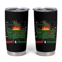 Funny Lil Dumpster Fire Christmas Tumbler Cup Merry And Bright Xmas Tree - Wonder Print Shop