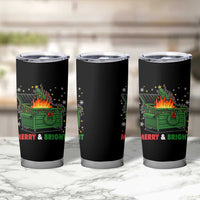 Funny Lil Dumpster Fire Christmas Tumbler Cup Merry And Bright Xmas Tree - Wonder Print Shop