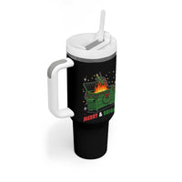 Funny Lil Dumpster Fire Christmas Tumbler With Handle Merry And Bright Xmas Tree - Wonder Print Shop